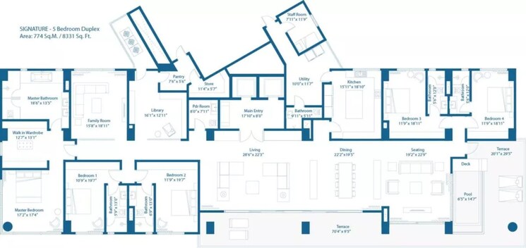Floor Plan, embassy-lake-terrace 5 Bedroom 8945 Sq.Ft. Apartment In Hebbal Bangalore 8916600