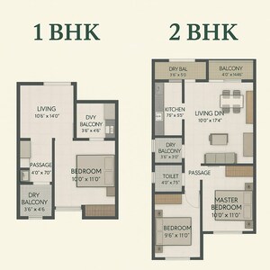 Floor Plan in 1 BHK Apartment at Belmont Lunar, Vishrantwadi – for Sale