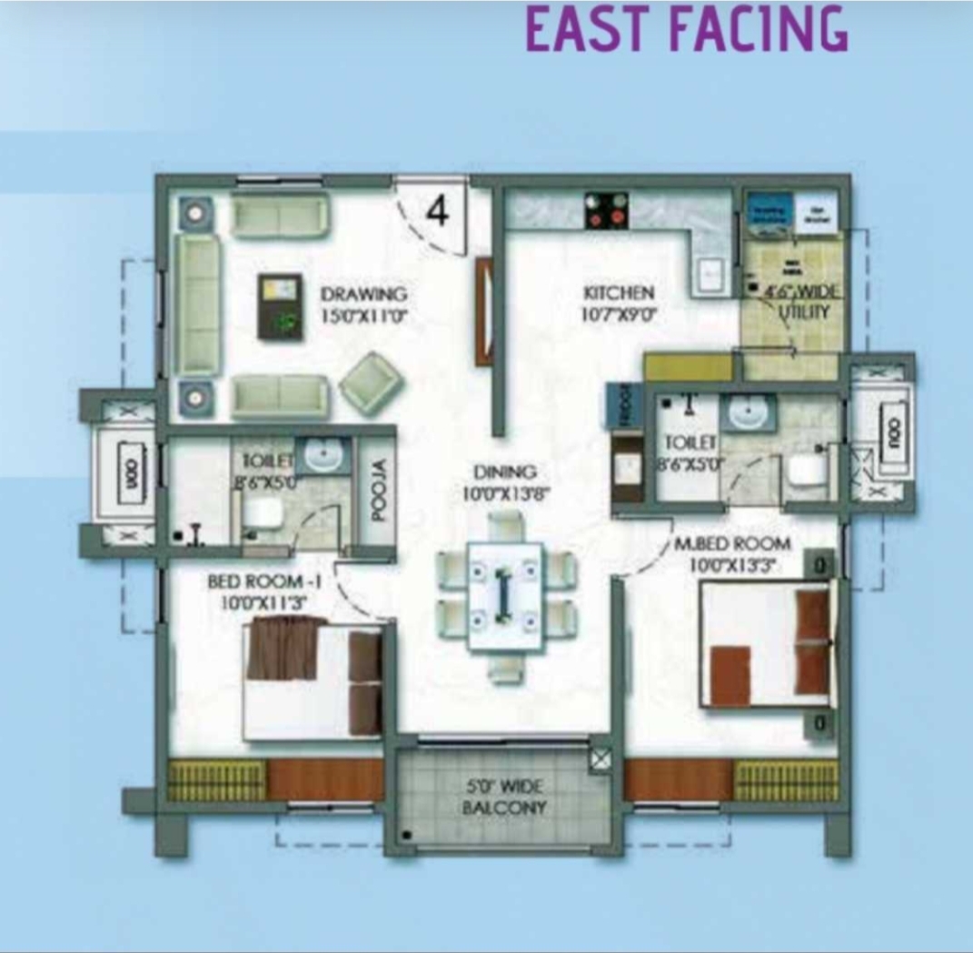 2 BHK Apartment For Rent in Aparna Sarovar Zenith