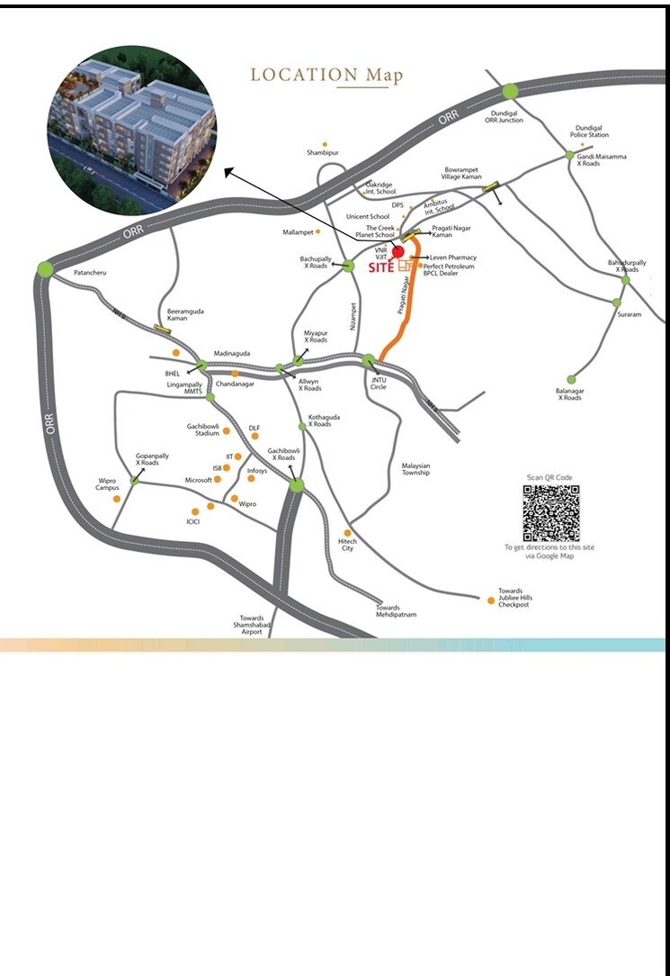 Map Location, rng-westend 3 Bedroom 1530 Sq.Ft. Apartment In Pragathi Nagar Hyderabad 8918414