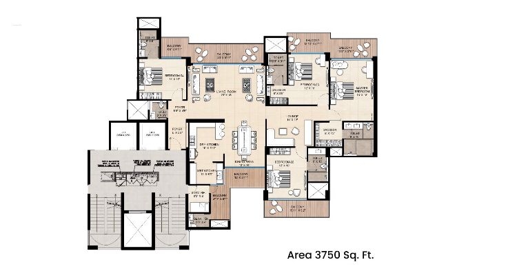 4 BHK + Pooja Room,Servant Room,Study Room,Extra Room Apartment For Sale in Adore The Select Premia