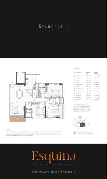 Floor Plan in 3 BHK Apartment at Andheri West – for Sale