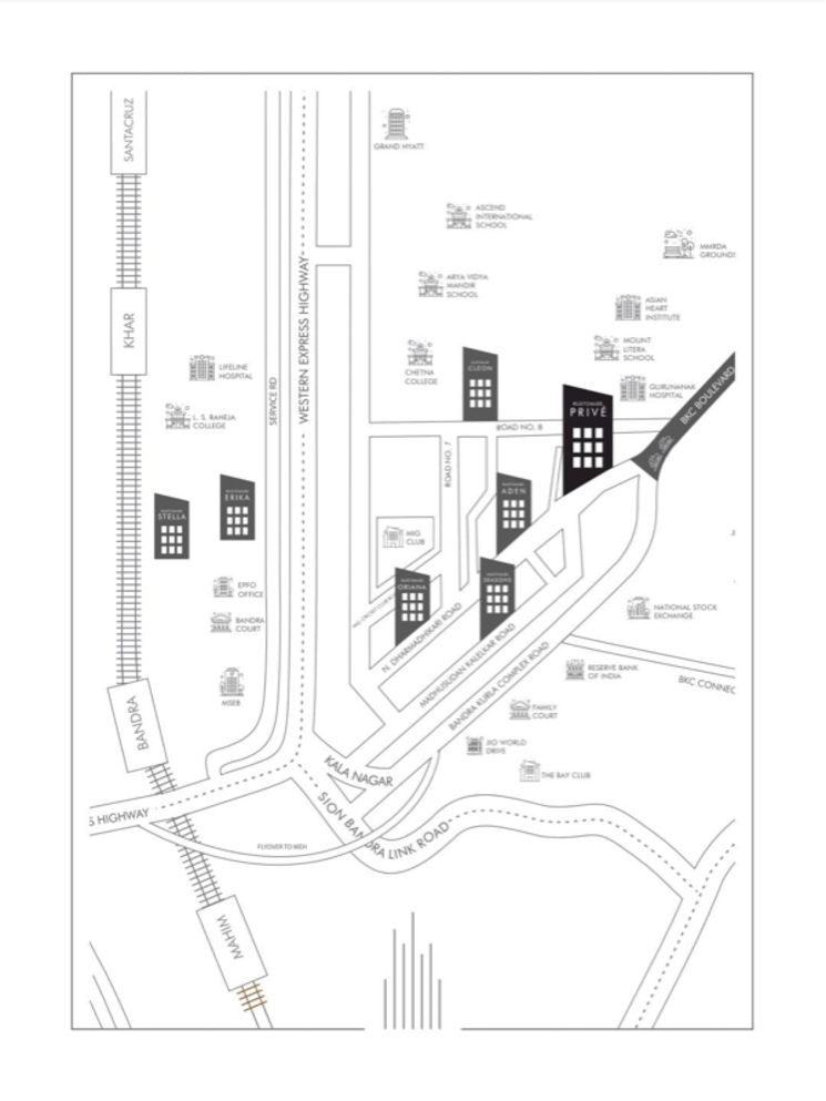 Map Location, rustomjee-prive 3 Bedroom 1088 Sq.Ft. Apartment In Kala Nagar Mumbai 8919485