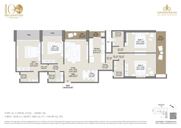 Floor Plan in 4 BHK Apartment at Gurukrupa The Marque, Vaidya Nagar – for Sale