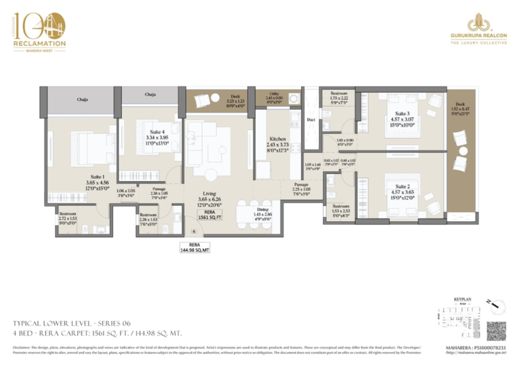 Floor Plan, gurukrupa-the-marque 4 Bedroom 1561 Sq.Ft. Apartment In Vaidya Nagar Mumbai 8919625