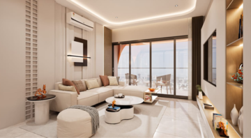 Living Room in 4 BHK Apartment at Gurukrupa The Marque, Vaidya Nagar – for Sale