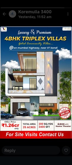 4 BHK + Pooja Room,Servant Room,Study Room,Extra Room Villa For Sale in Elemental Village