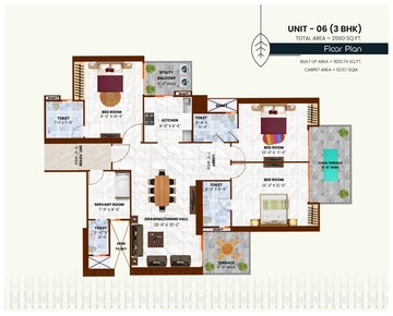 Floor Plan in 3.5 BHK Apartment at Envyrons Vaastu Homes, Siddharth Vihar – for Sale