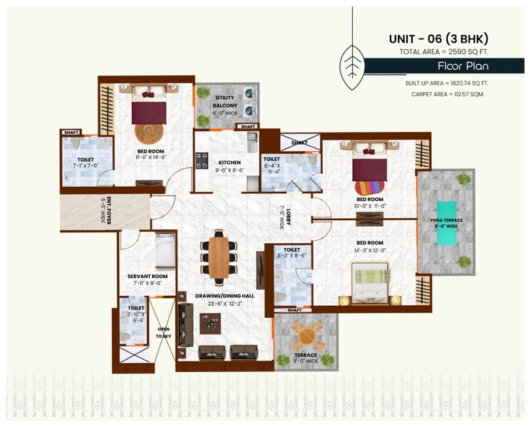 Floor Plan, envyrons-vaastu-homes 3.5 Bedroom 2690 Sq.Ft. Apartment In Siddharth Vihar Ghaziabad 8921553