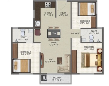 Floor Plan in 2.5 BHK Apartment at Sowparnika Ashiyana, Samethanahalli – for Sale