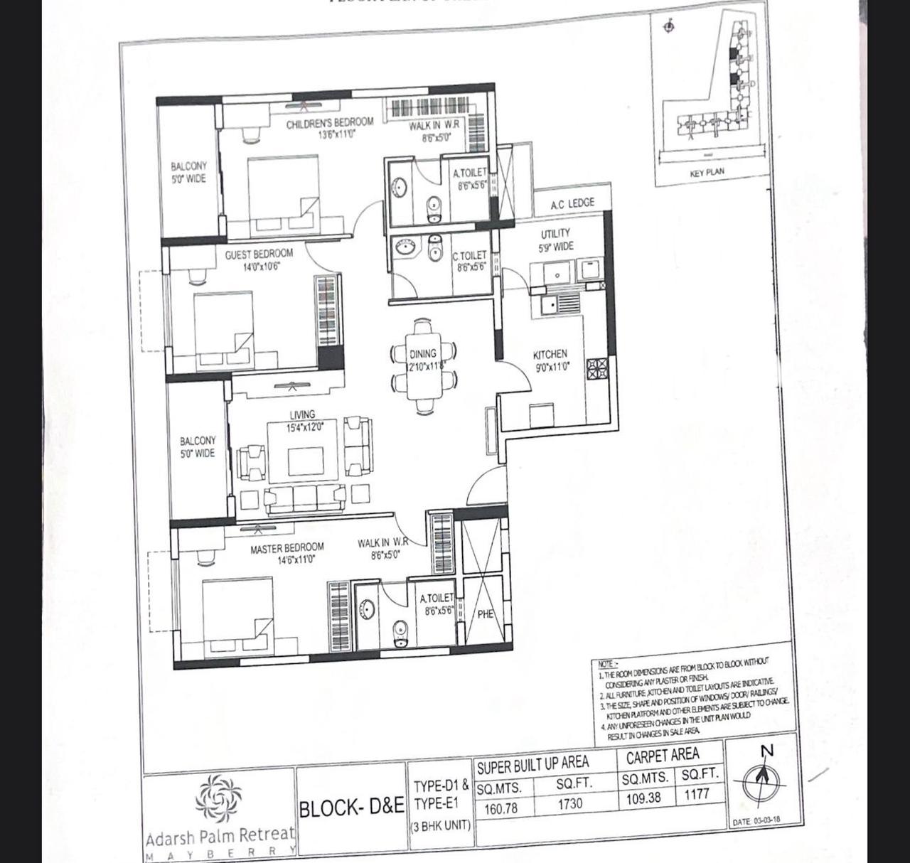 3 BHK Apartment For Sale in Adarsh Palm Retreat Tower II