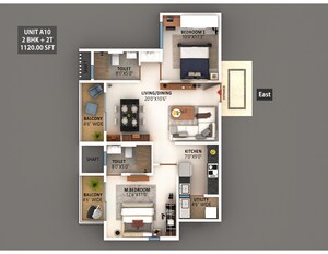 Floor Plan in 2 BHK Apartment at Meenakshi High Life Towers, Rachenahalli – for Sale