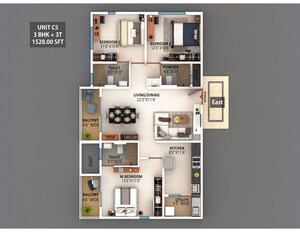 Floor Plan in 2 BHK Apartment at Meenakshi High Life Towers, Rachenahalli – for Sale