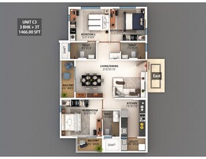 Floor Plan in 2 BHK Apartment at Meenakshi High Life Towers, Rachenahalli – for Sale