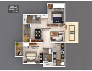 Floor Plan in 2 BHK Apartment at Meenakshi High Life Towers, Rachenahalli – for Sale