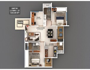 Floor Plan in 2 BHK Apartment at Meenakshi High Life Towers, Rachenahalli – for Sale