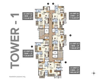 Floor Plan in 2 BHK Apartment at Meenakshi High Life Towers, Rachenahalli – for Sale