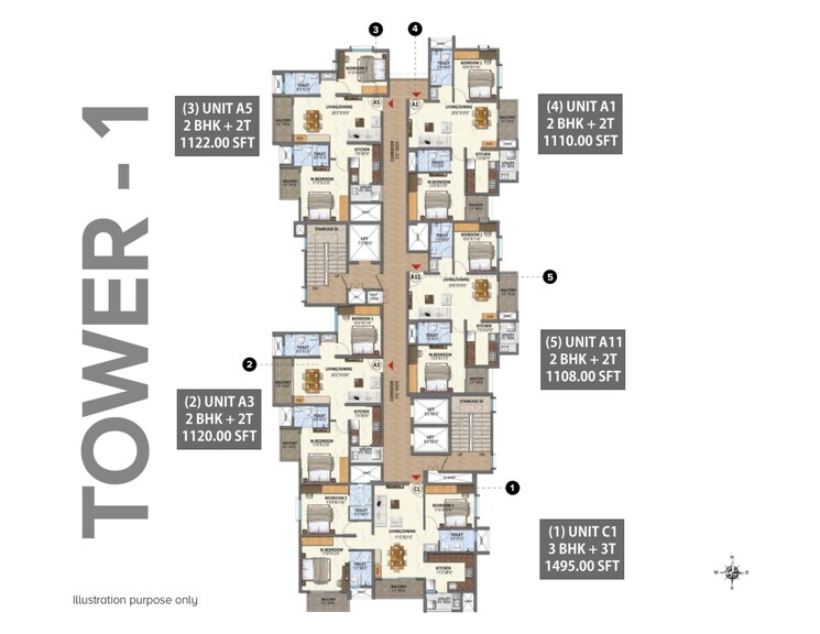 Floor Plan, meenakshi-high-life-towers 2 Bedroom 1290 Sq.Ft. Apartment In Rachenahalli Bangalore 8922008