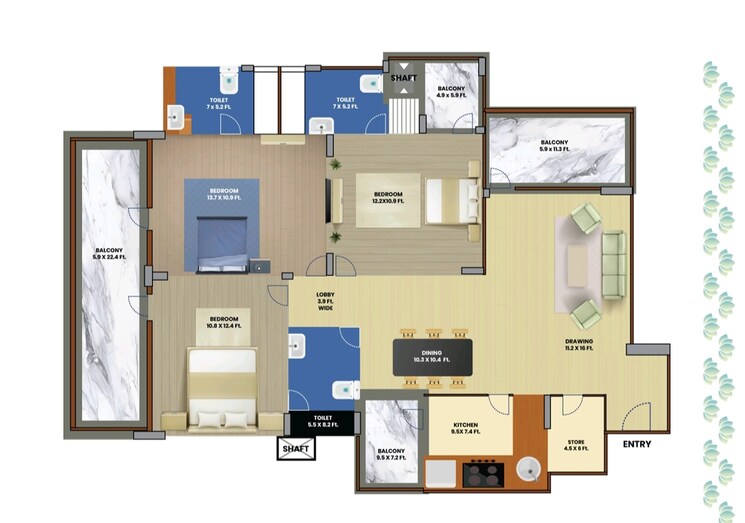 Floor Plan, kst-whispering-heights 4 Bedroom 2510 Sq.Ft. Apartment In Sector 88 Faridabad 8922091