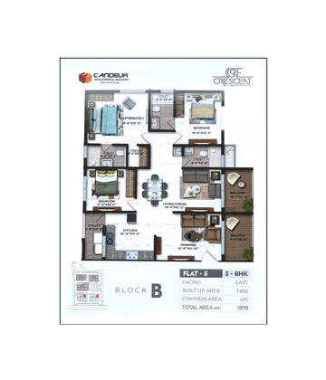 Floor Plan in 3 BHK Apartment at Candeur Crescent, Serilingampally – for Sale