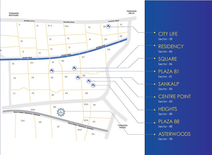 Map Location, amolik-aster-woods  135 Sq.Yd. Plot In Sector 98 Faridabad 8922457
