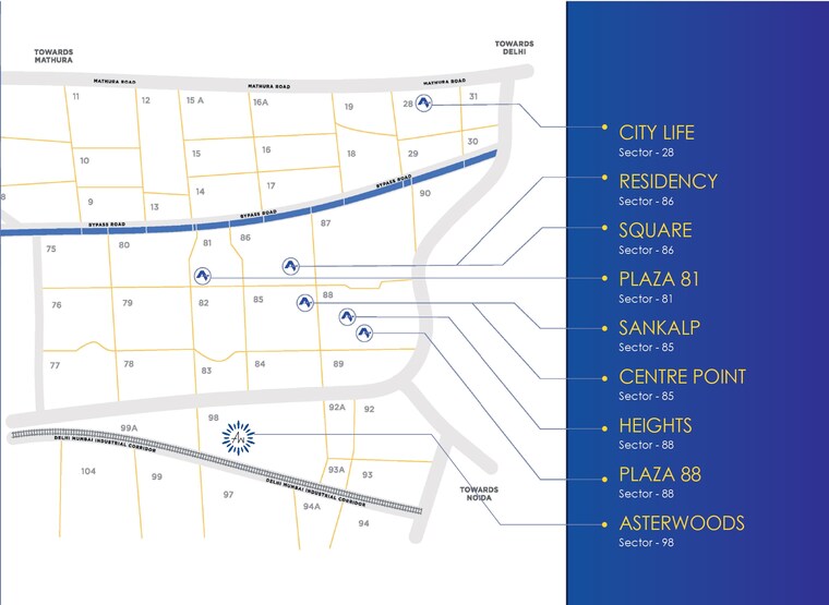 Map Location, amolik-aster-woods  135 Sq.Yd. Plot In Sector 98 Faridabad 8922457