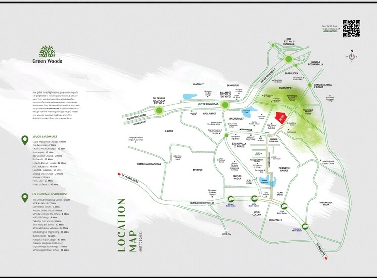 Map Location, pragathi-green-woods 2 Bedroom 1535 Sq.Ft. Apartment In Bowrampet Hyderabad 8924019