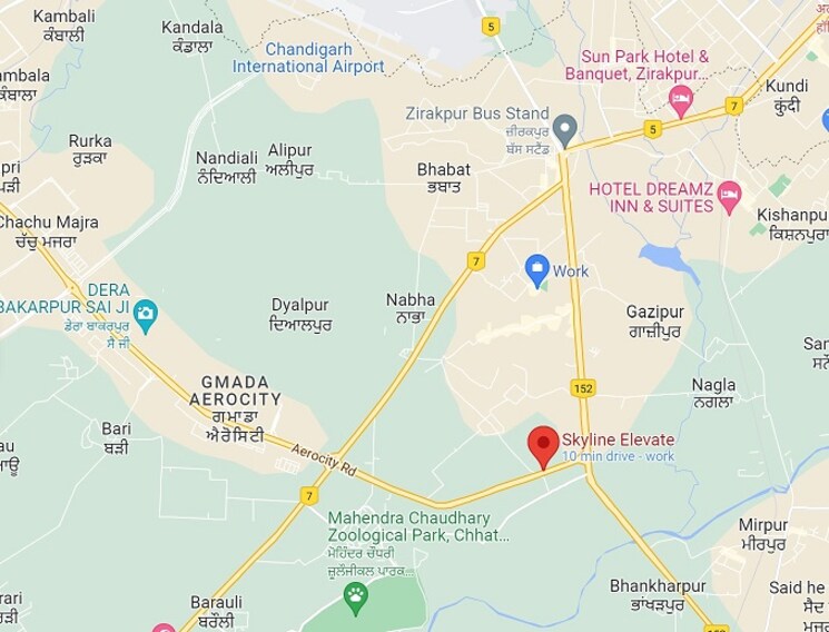 Map Location, skyline-elevate 3 Bedroom 1700 Sq.Ft. Apartment In Ramgarh Bhudda Zirakpur 8924958