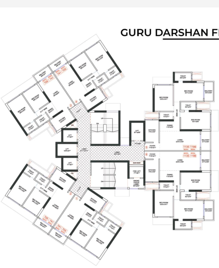 Floor Plan, guru-darshan 2 Bedroom 741 Sq.Ft. Apartment In Lokhandwala Complex Mumbai 8925062