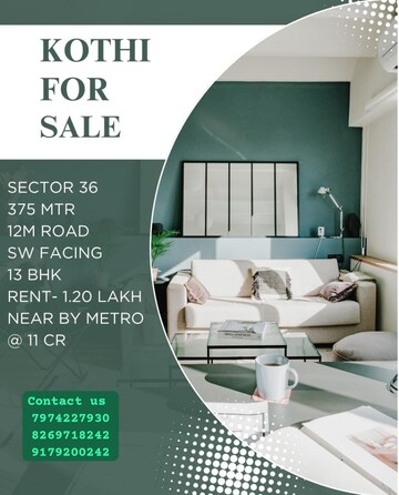 Master Bedroom in 6+ BHK Villa at Sector 36 – for Sale