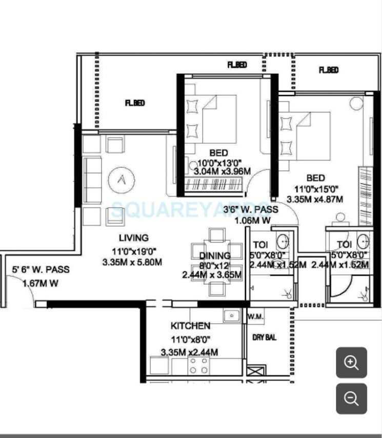 Floor Plan, rustomjee-elita 2 Bedroom 1000 Sq.Ft. Apartment In Andheri West Mumbai 8926421