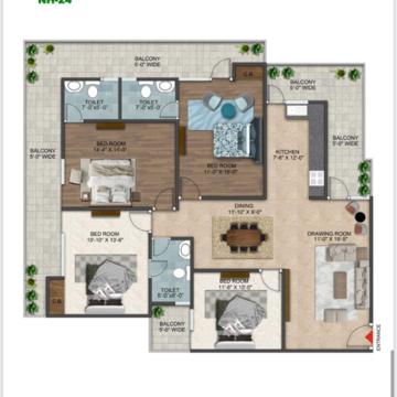 Floor Plan in 2 BHK Apartment at Nh 24 – for Sale
