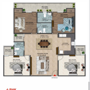 Floor Plan in 2 BHK Apartment at Nh 24 – for Sale