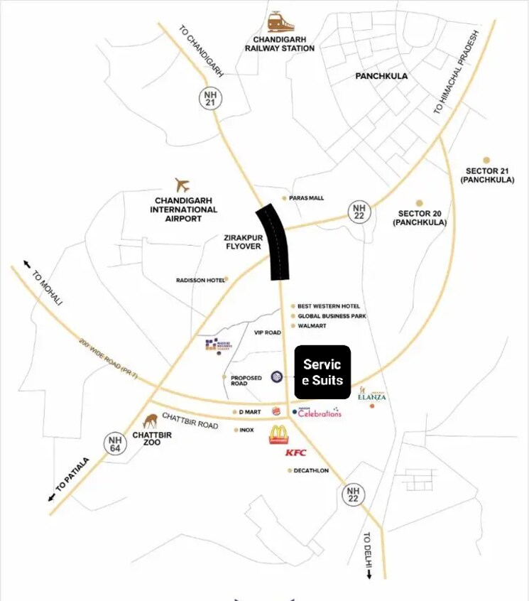 Map Location, maxxus-plaza Commercial Shop 519 Sq.Ft. In Ambala Highway Zirakpur 8927688