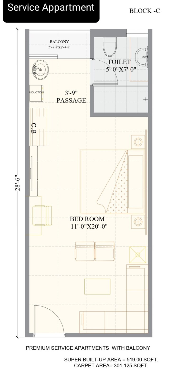 Floor Plan, maxxus-plaza Commercial Shop 519 Sq.Ft. In Ambala Highway Zirakpur 8927688