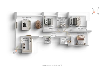 Floor Plan in 3 BHK Apartment at Oberoi Realty Esquire, Goregaon East – for Sale