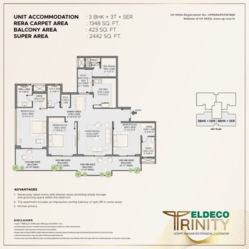 Floor Plan in 4 BHK Penthouse at Eldeco Trinity, Gomti Nagar – for Sale