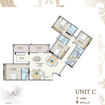 Floor Plan in 4 BHK Apartment at Legacy Celino, Thanisandra – for Sale