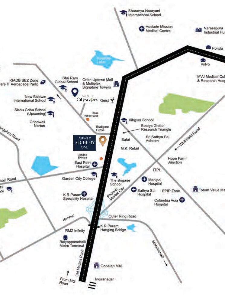 Map Location, aratt-alchemy-one 2 Bedroom 951 Sq.Ft. Apartment In Old Madras Road Bangalore 8931447