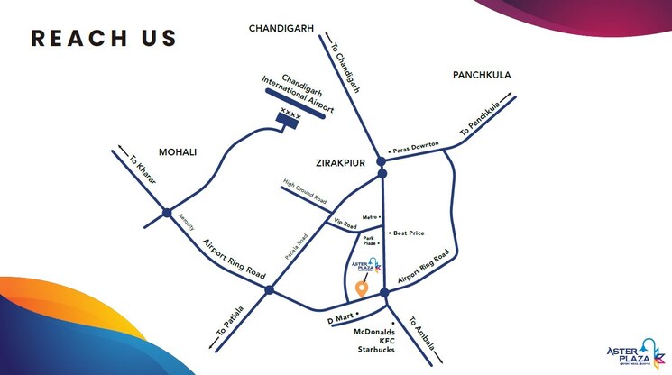 Map Location, new-aster-plaza Commercial Showroom 5074 Sq.Ft. In International Airport Road Zirakpur 8932201