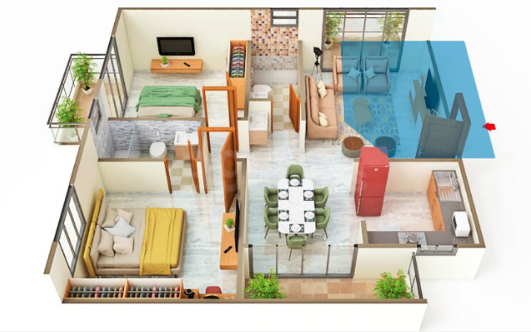Floor Plan, vrushabadri-spring-park 2 Bedroom 1290 Sq.Ft. Apartment In Sarjapur Bangalore 8916189