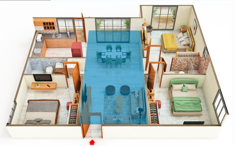 Floor Plan, vrushabadri-spring-park 3 Bedroom 1655 Sq.Ft. Apartment In Sarjapur Bangalore 8932499