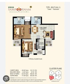 2 BHK Apartment For Sale in Eros Sampoornam