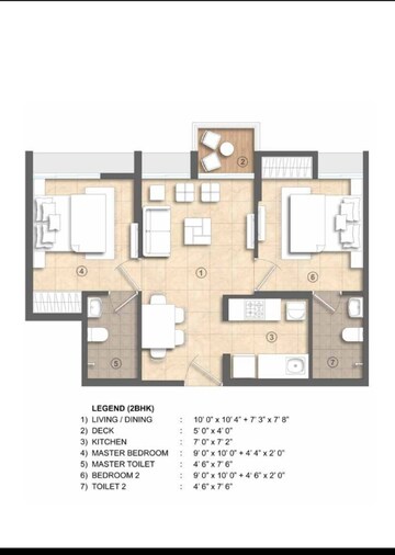 Floor Plan in 2 BHK Apartment at Lodha Crown Kolshet, Kolshet Road – for Sale