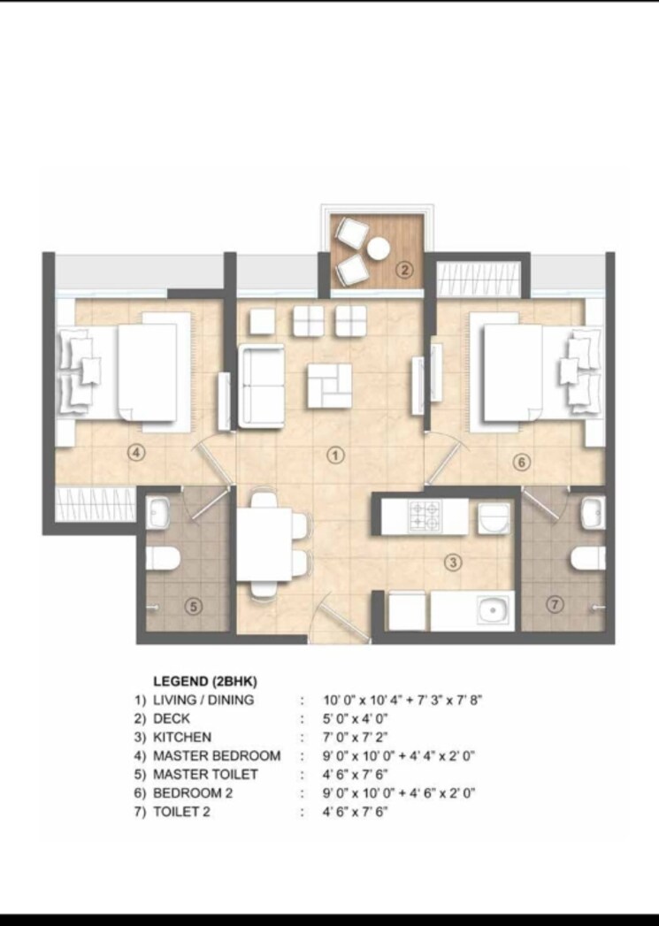 Floor Plan, lodha-crown-kolshet 2 Bedroom 530 Sq.Ft. Apartment In Kolshet Road Thane 8935069