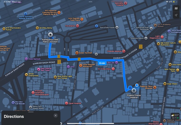 Map Location, kidwaipuri 3 Bedroom 1700 Sq.Ft. Apartment In Kidwaipuri Patna 8935781