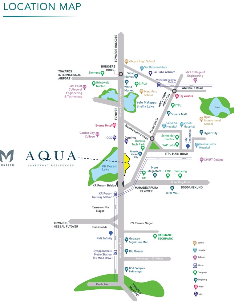 Map Location, monarch-aqua 3 Bedroom 1590 Sq.Ft. Apartment In Kr Puram Bangalore 8936288