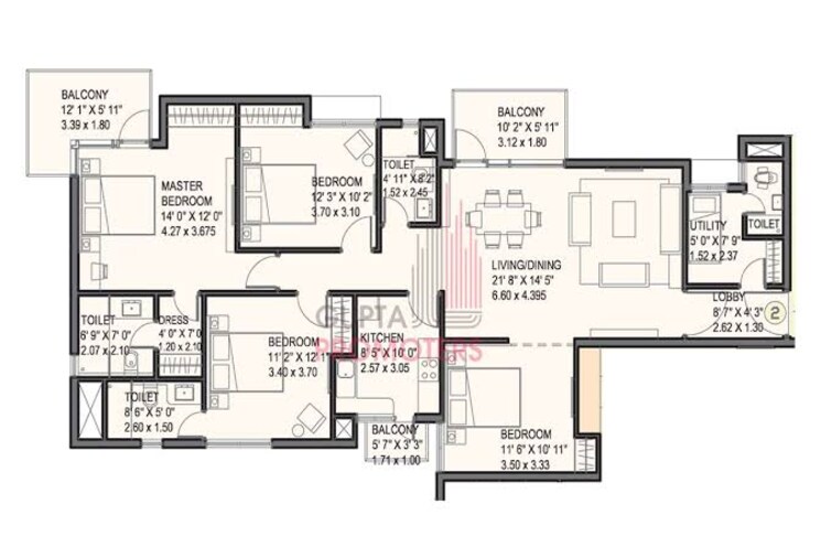 Floor Plan, ireo-uptown 3 Bedroom 1815 Sq.Ft. Apartment In Sector 66 Gurgaon 8936321