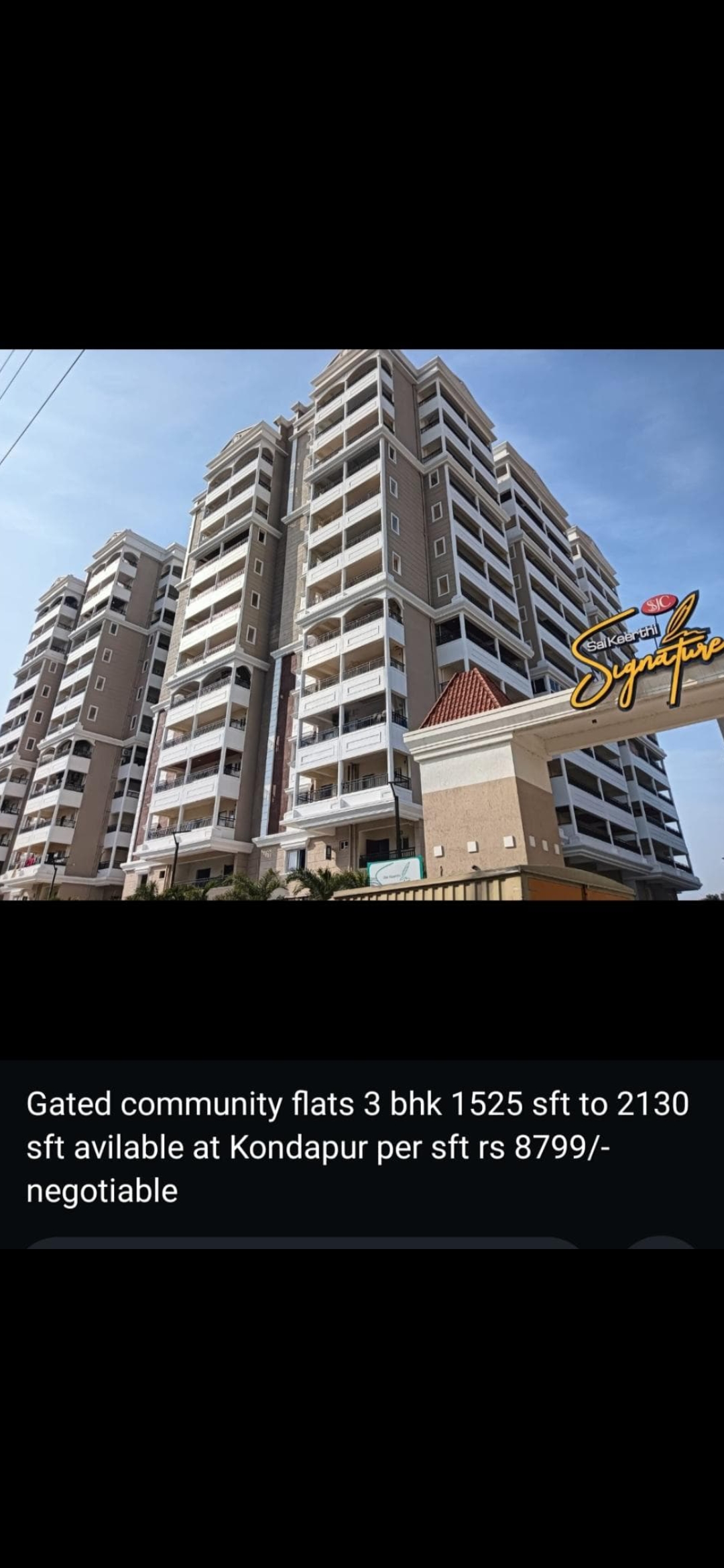 3 BHK + Pooja Room Apartment For Sale in Sai Jyothi Keerthi Signature