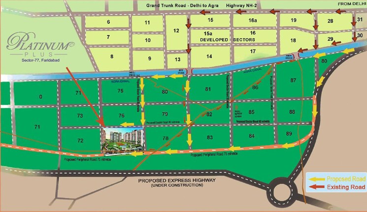 Master Plan, klj-platinum-heights 3 Bedroom 829 Sq.Ft. Apartment In Sector 77 Faridabad 8938943
